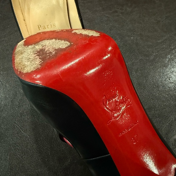 Christian Louboutin Black Heels with Red Peep Toe - Picture 3 of 3